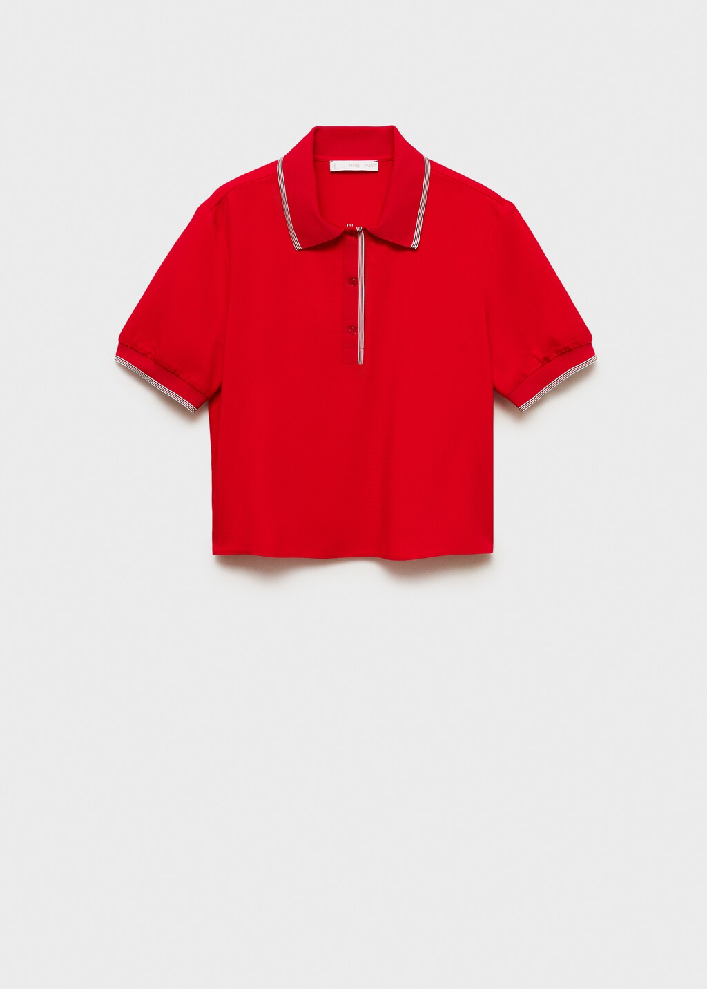 Cropped polo shirt with contrasting trim - Red