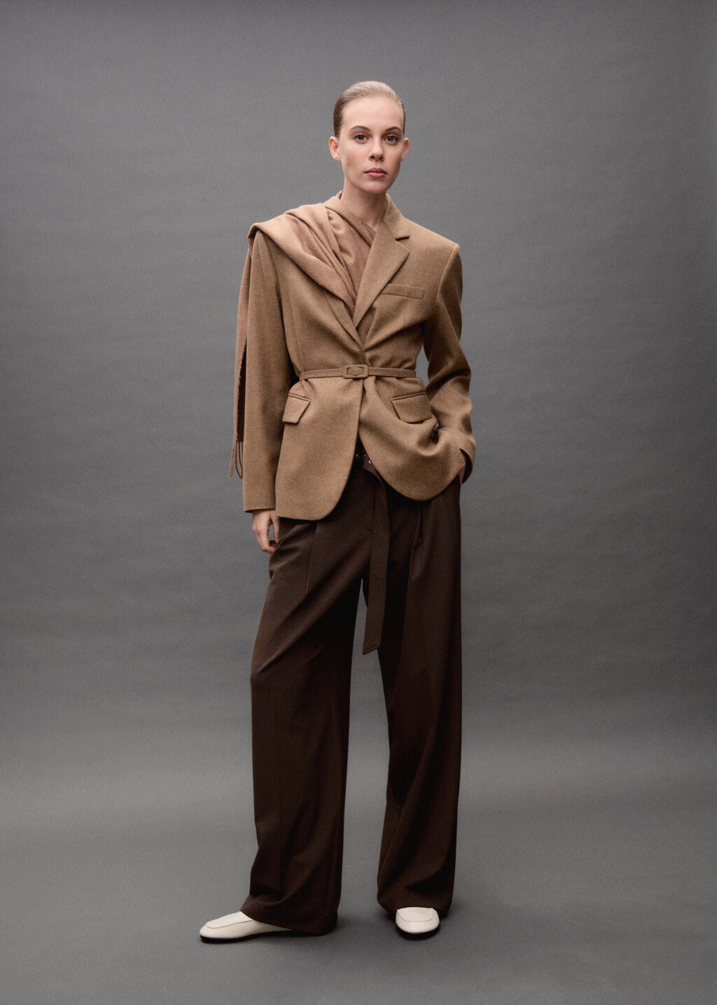 Belt suit trousers - Brown