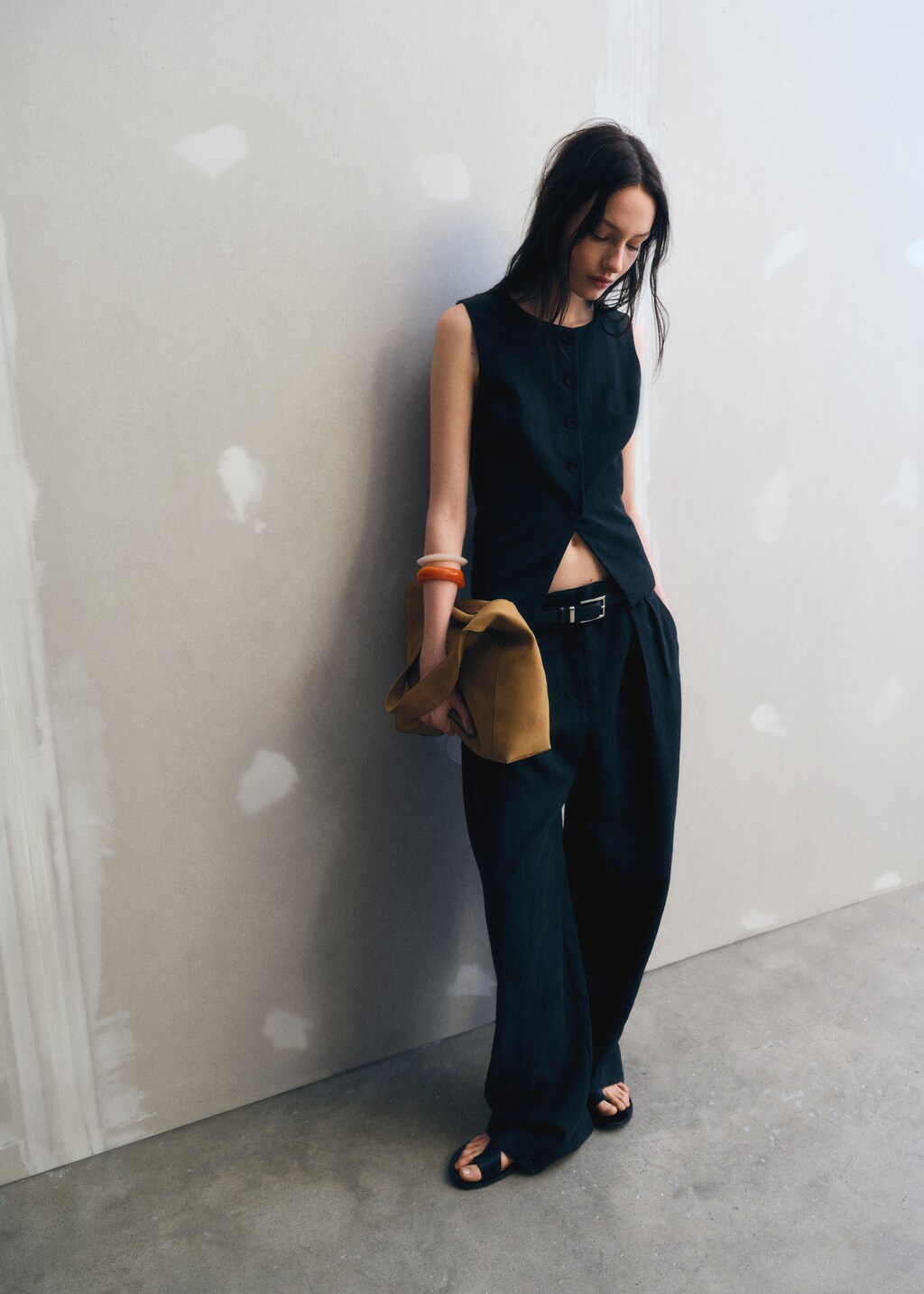 Straight lyocell suit trousers - Black