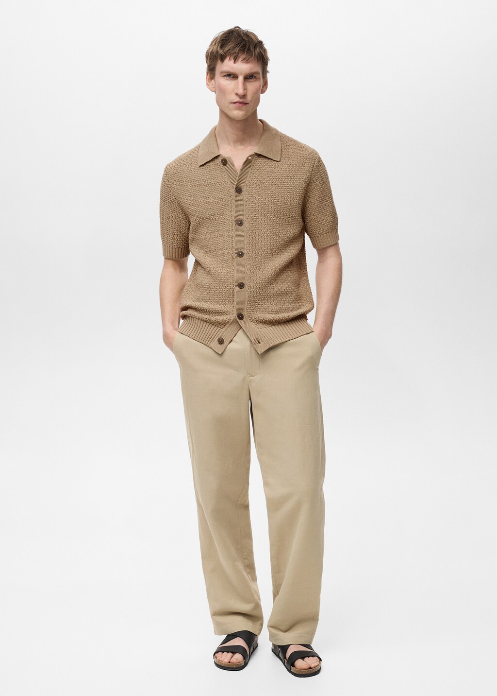 Cotton knit shirt - Beige