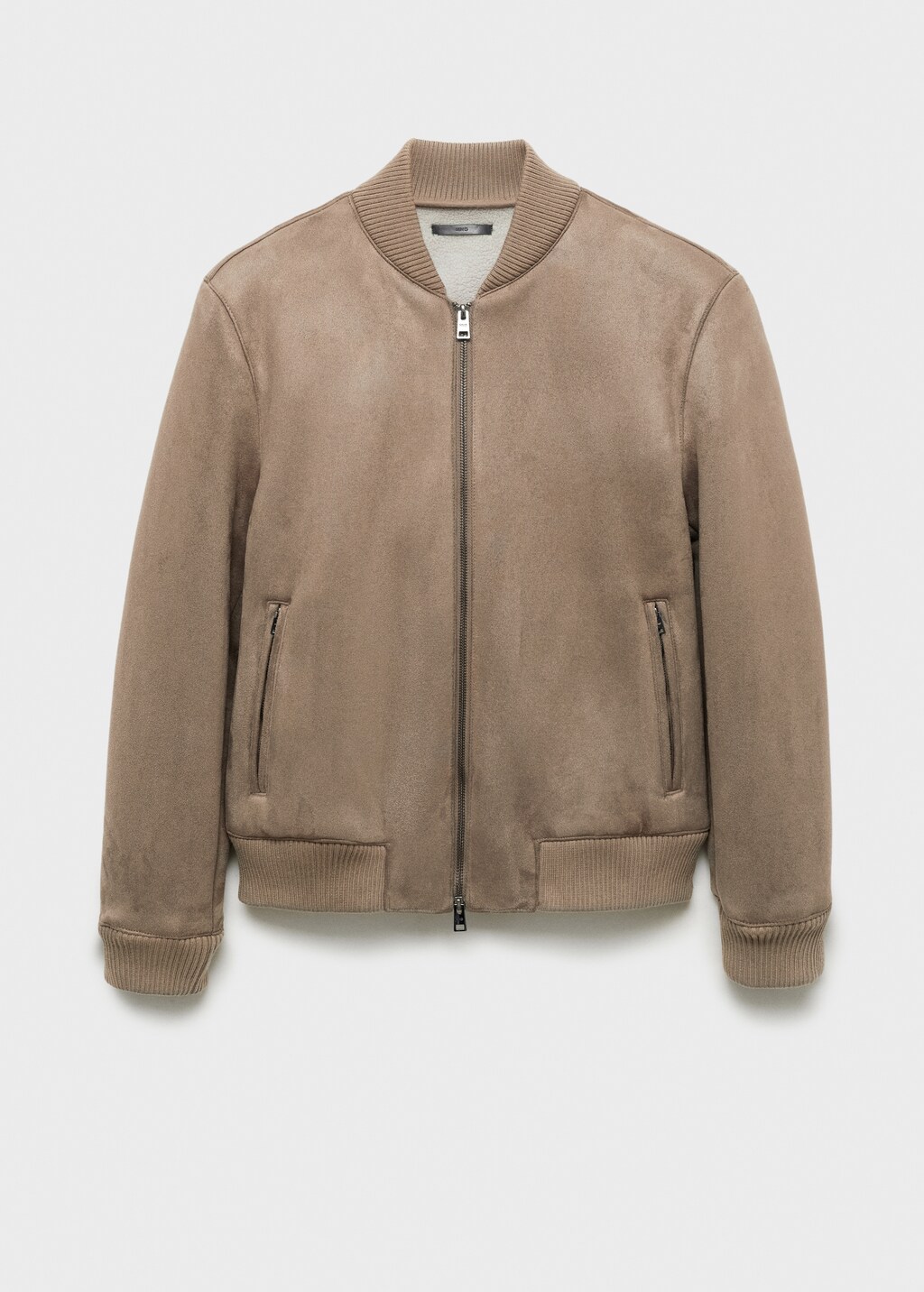 Suede-effect bomber jacket - Medium Brown