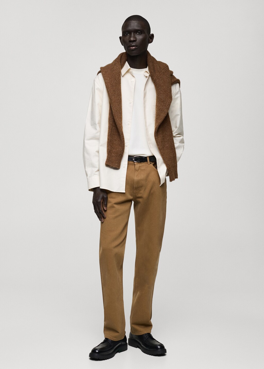 Straight fit cotton jeans - Medium Brown