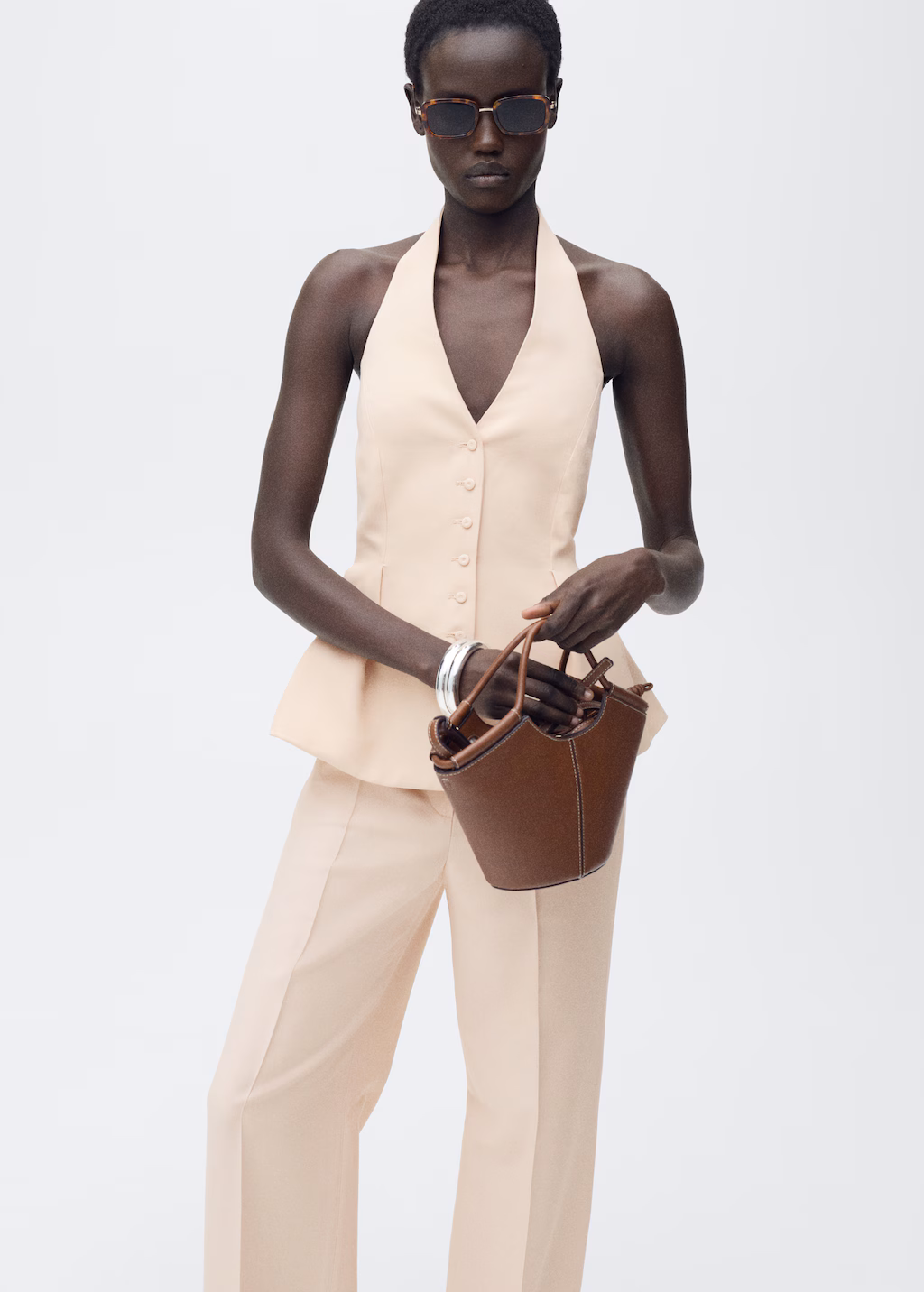 Straight suit trousers - Nude