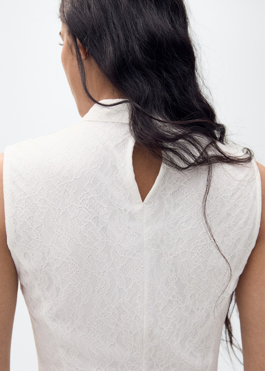 Pleated lace dress - White