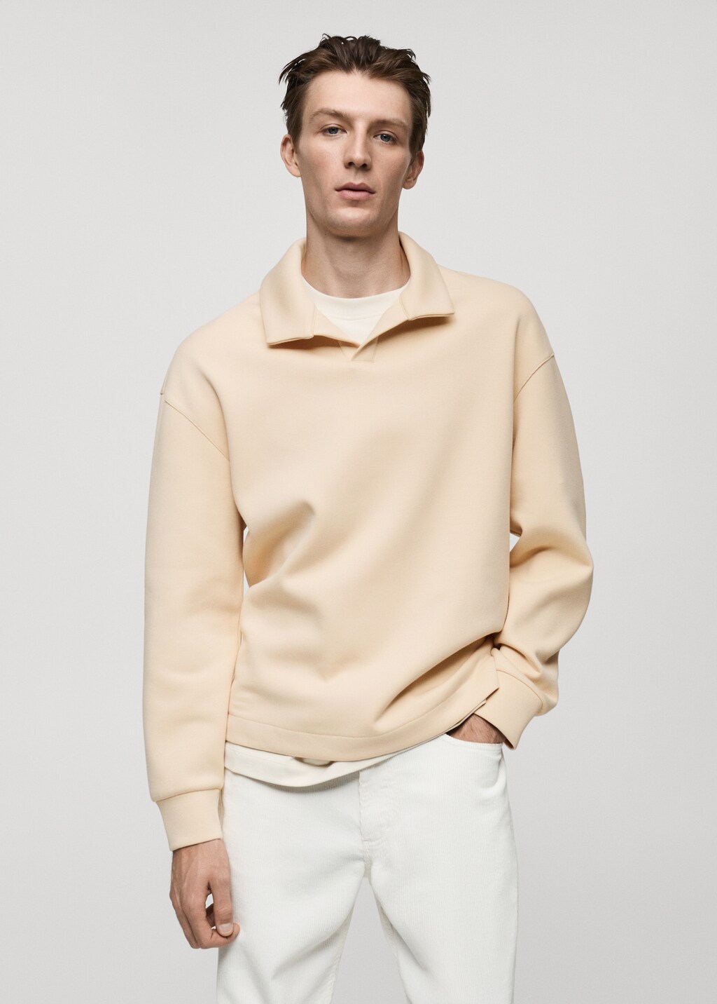 Relaxed-fit polo sweatshirt - Khaki