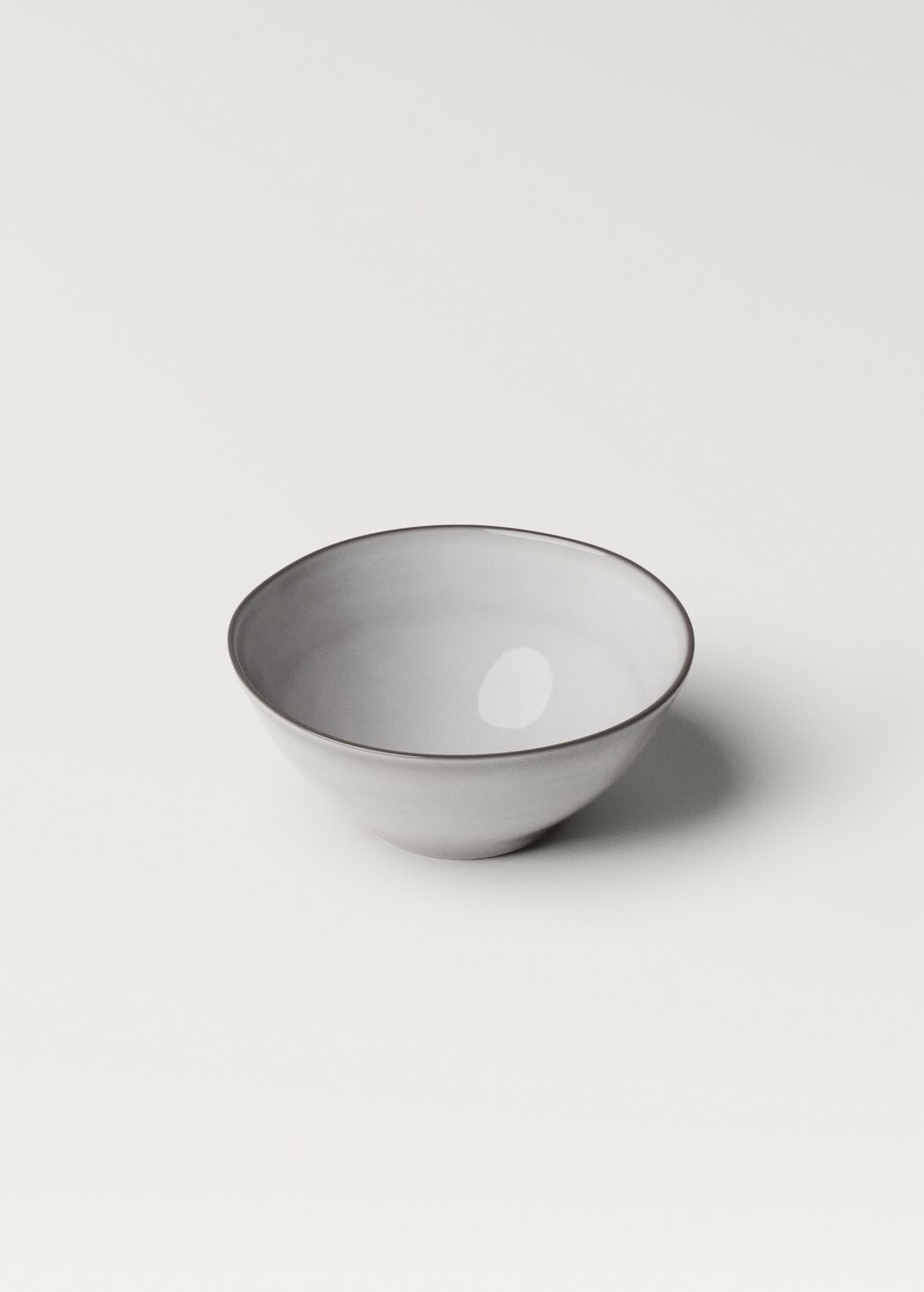 Stoneware bowl with contrast rim - White