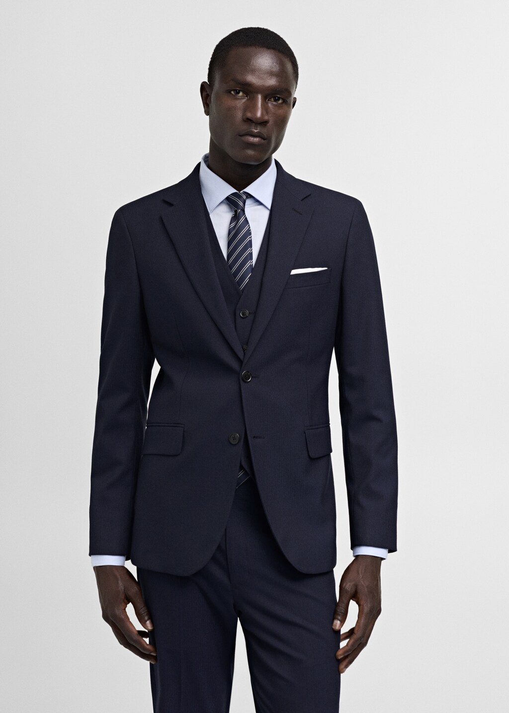 Stretch-fabric slim-fit suit jacket - Dark Navy