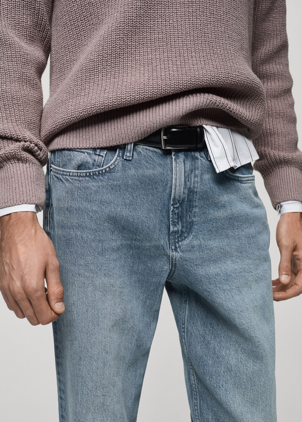 Regular-fit jeans with distressed effect - Petrol Blue