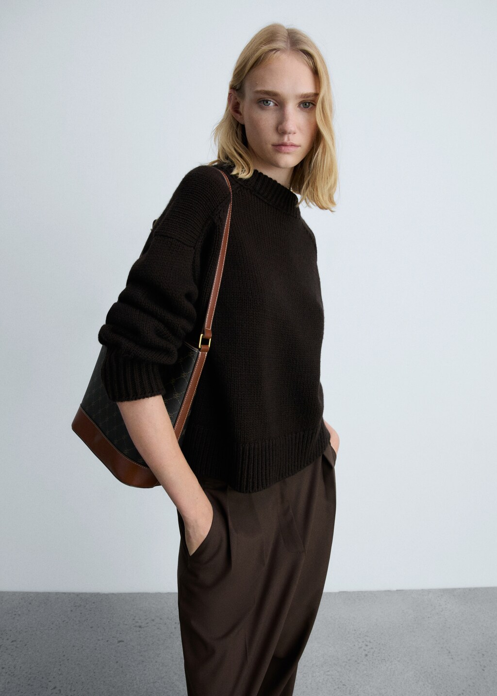 Shopper bag with metallic detail - Leather