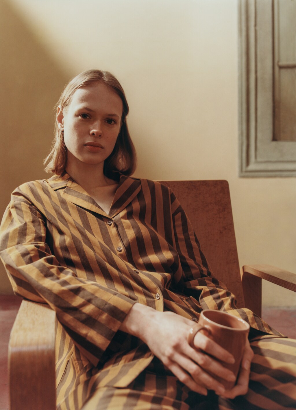 Woven two-tone striped shirt - Plum