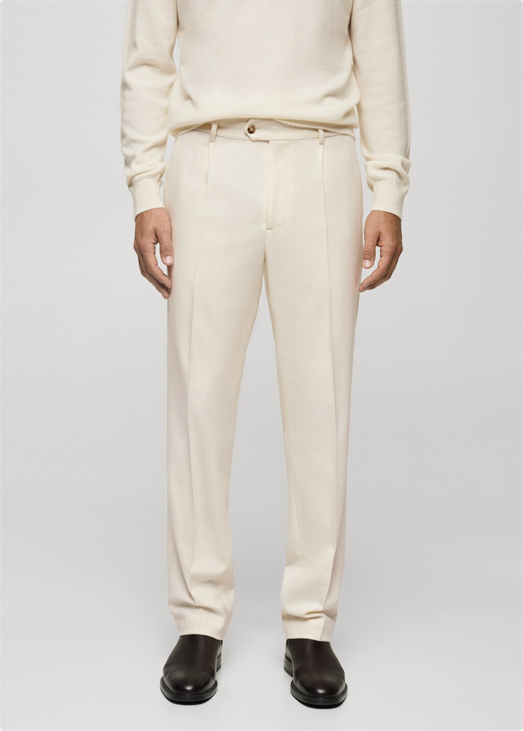 100% virgin wool flannel suit trousers - Dark Navy