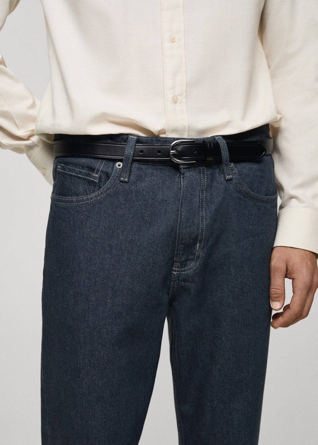 Regular-fit jeans with distressed effect - Petrol Blue