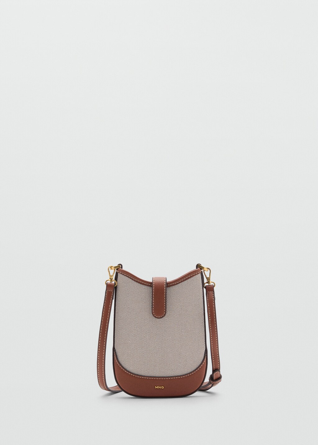 Contrasting canvas mobile case - Leather