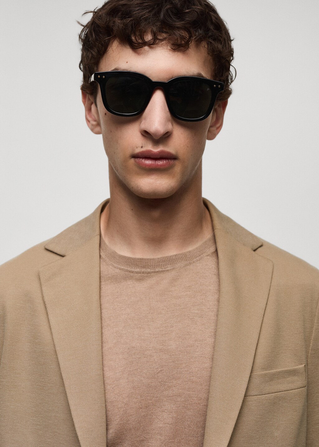 Slim fit microstructure blazer - Medium Brown