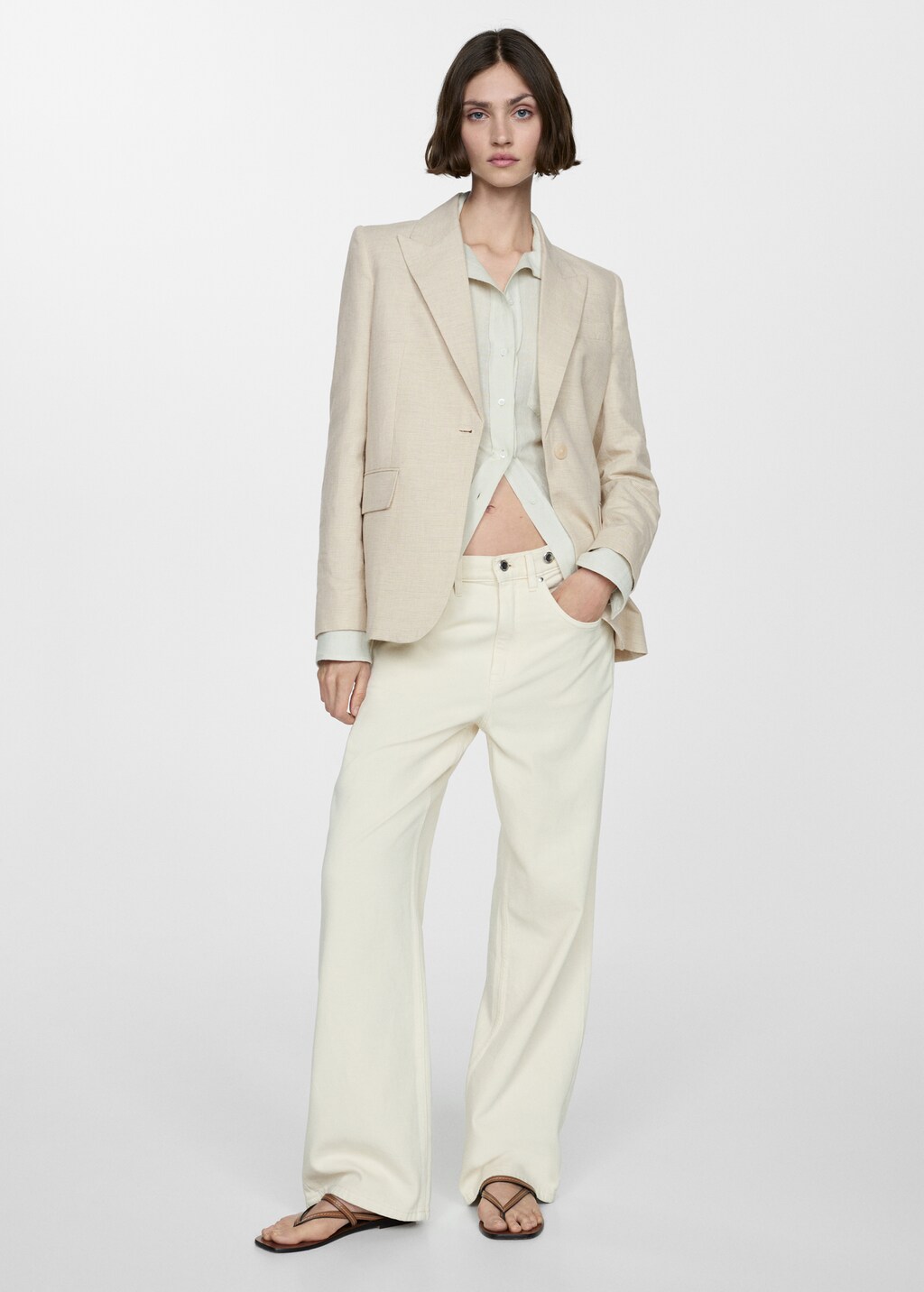 Houndstooth linen jacket - Light Heather Grey