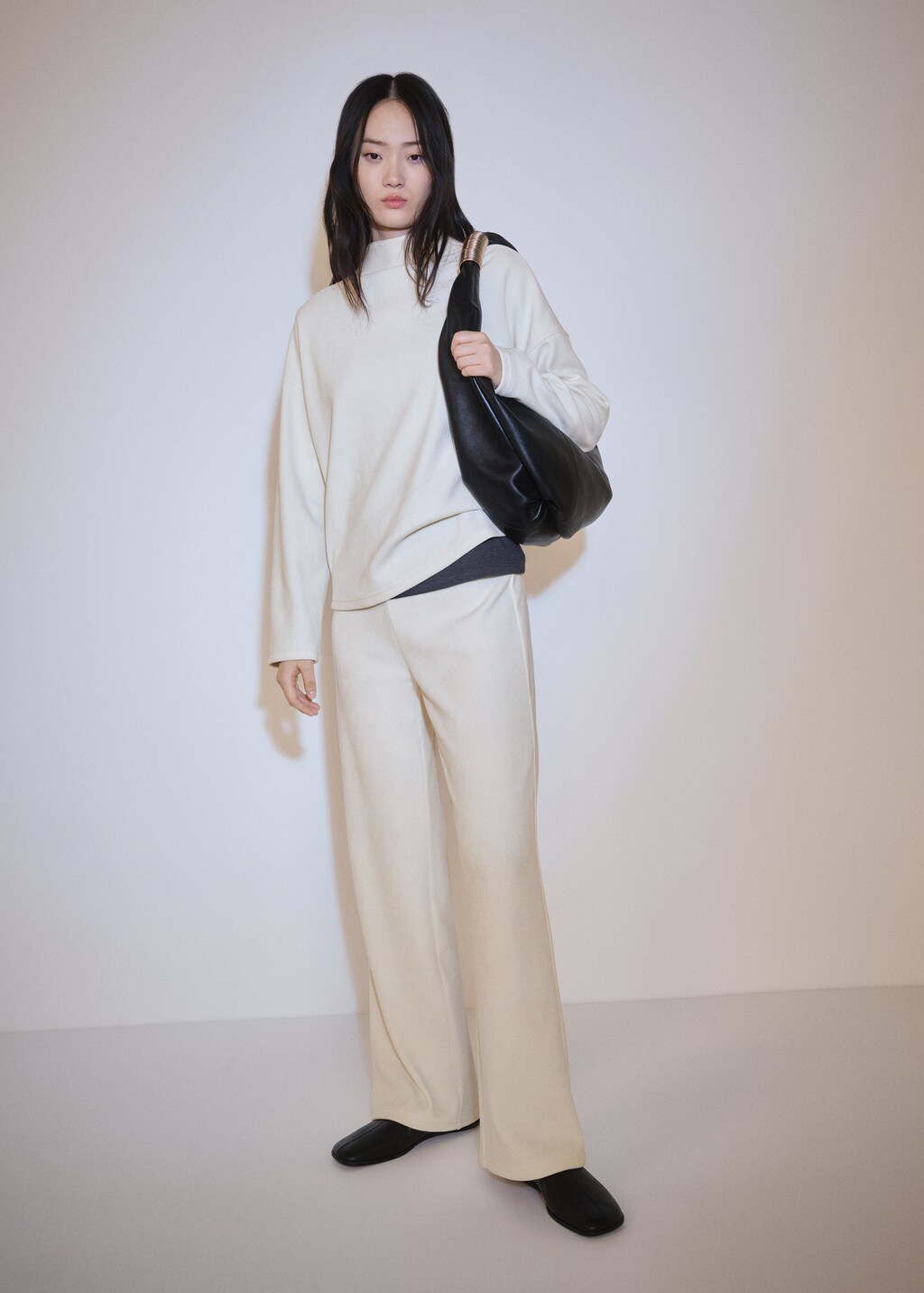 Corduroy sweatshirt with perkins neck - Dark Heather Grey