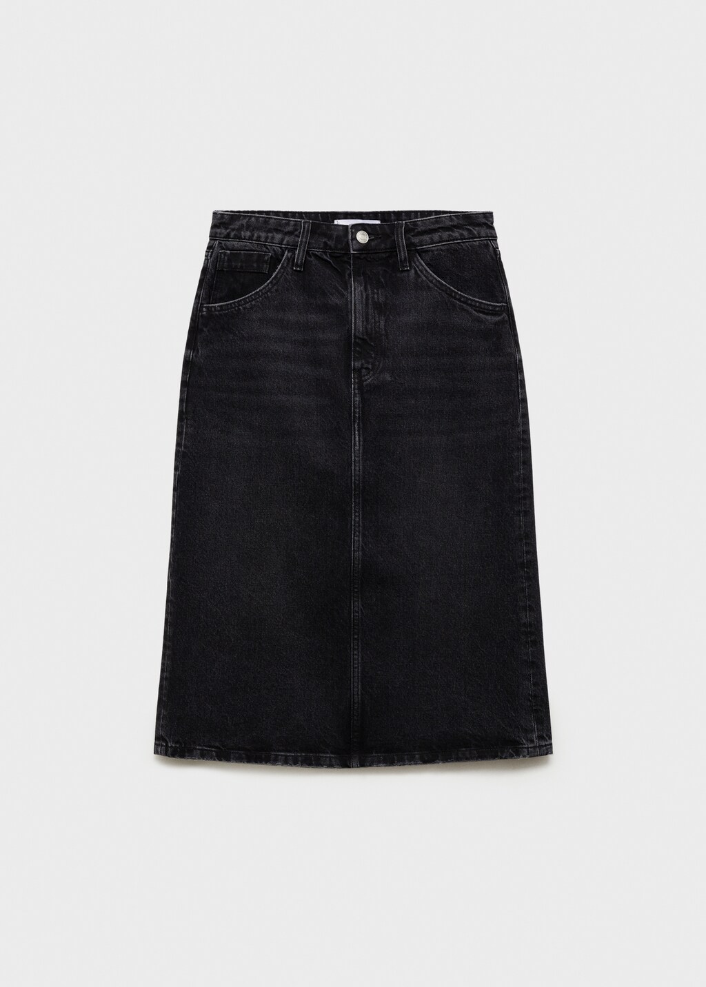 Denim midi-skirt - Black denim
