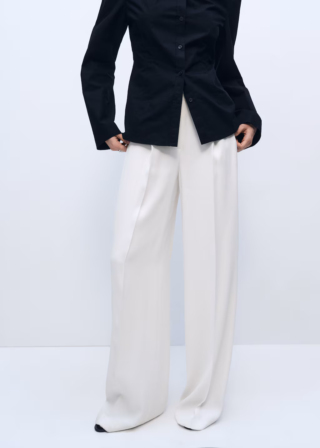 Pleated wideleg suit trousers - White