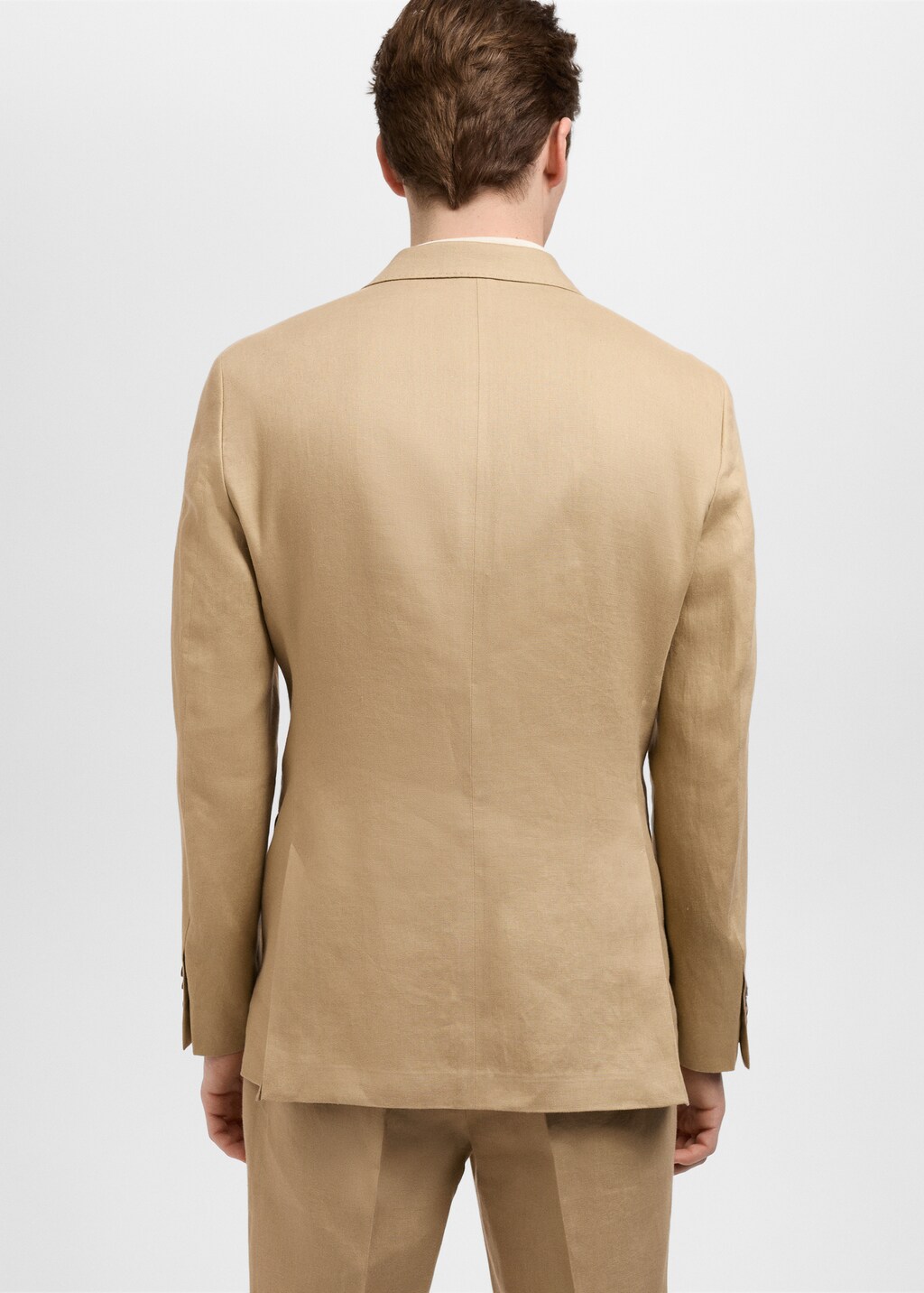 Slim fit 100% linen suit blazer - Khaki