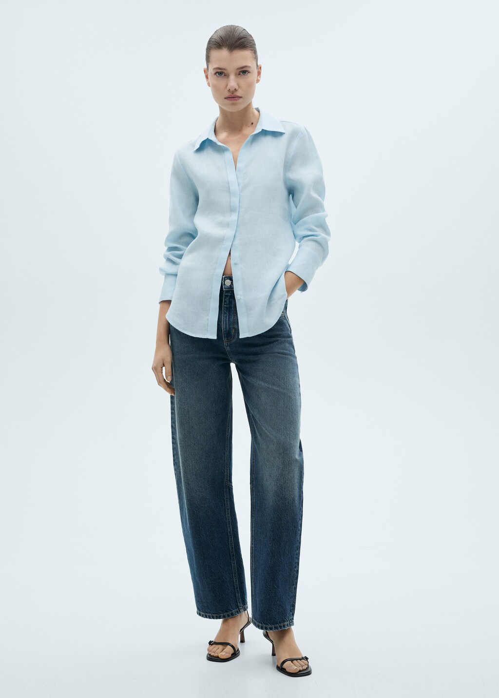 Regular-fit linen shirt - Black