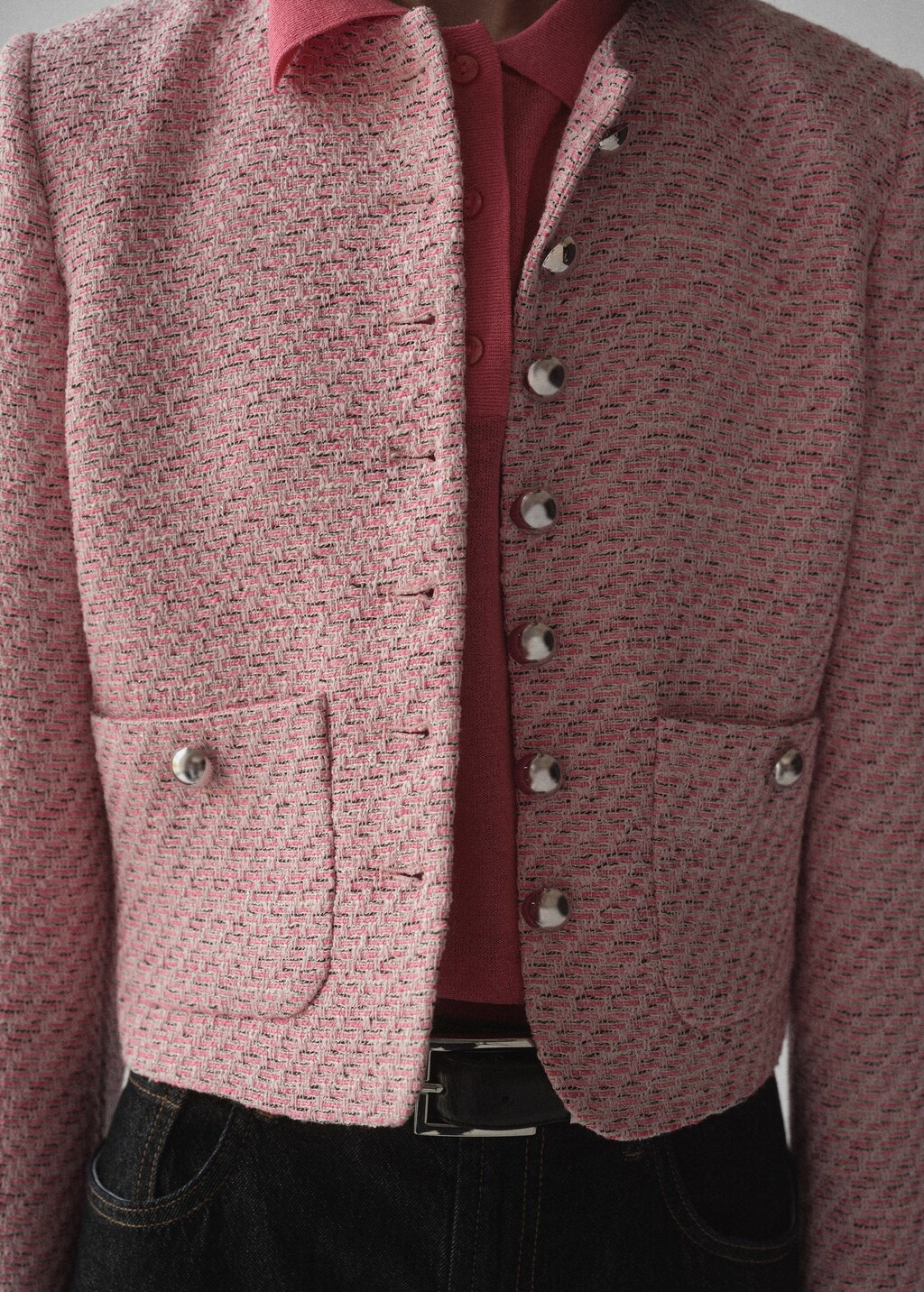 Fitted tweed jacket - Pink