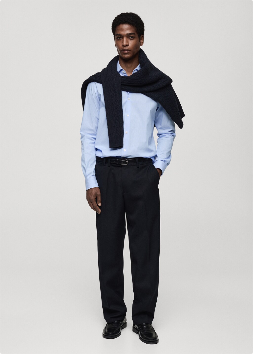 Slim fit striped cotton shirt - Brown