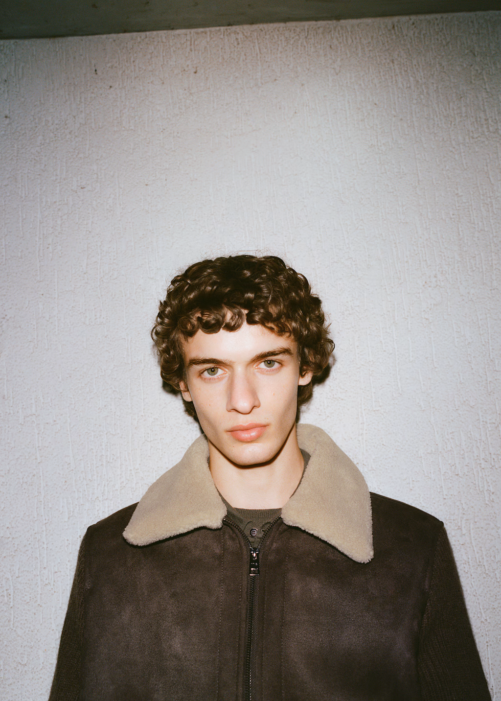 Shearling and suede-effect jacket - Chocolate