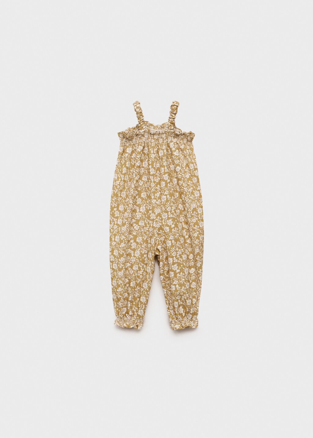 Printed cotton dungarees - Mustard