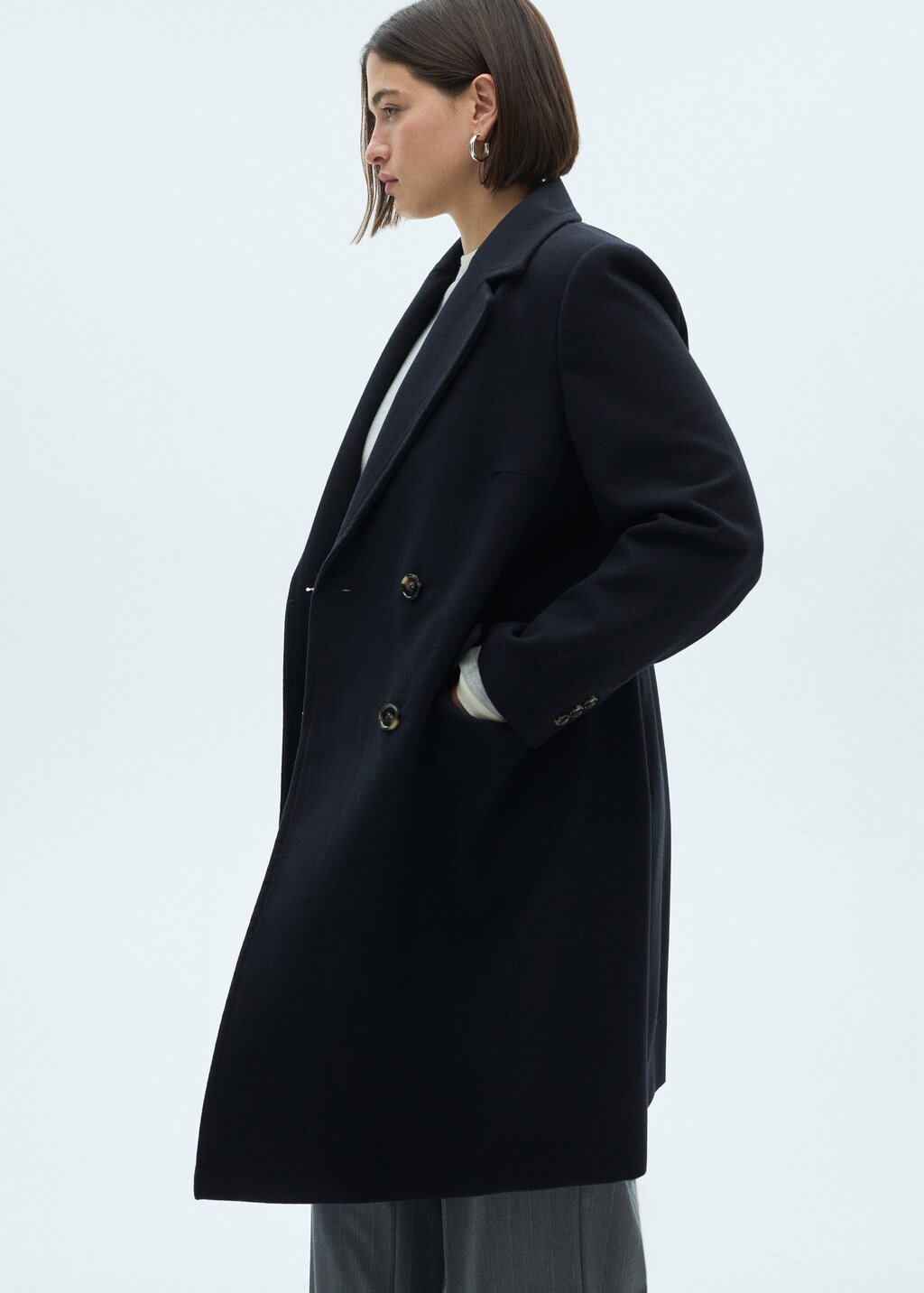 Double-breasted wool coat - Dark Navy