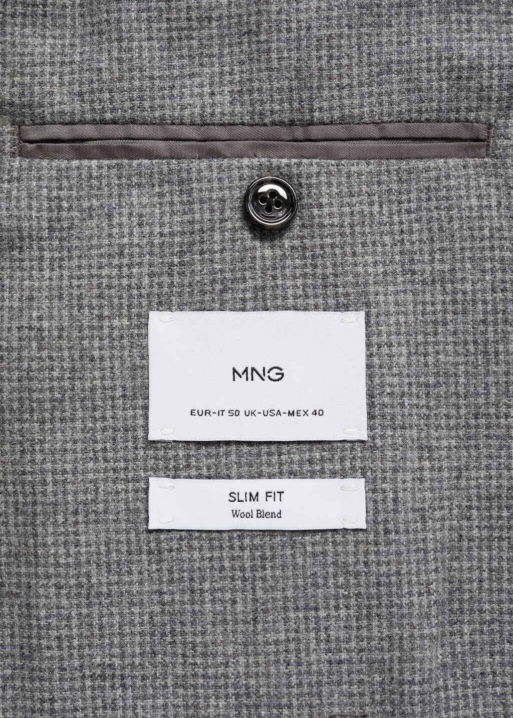 Slim-fit micro-houndstooth wool jacket - Grey