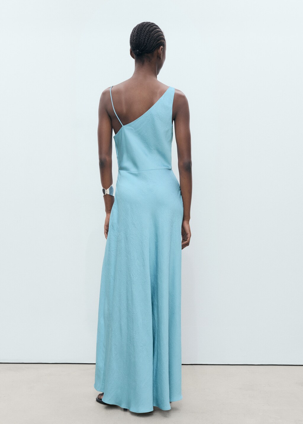 Asymmetrical creased-effect dress - Sky Blue