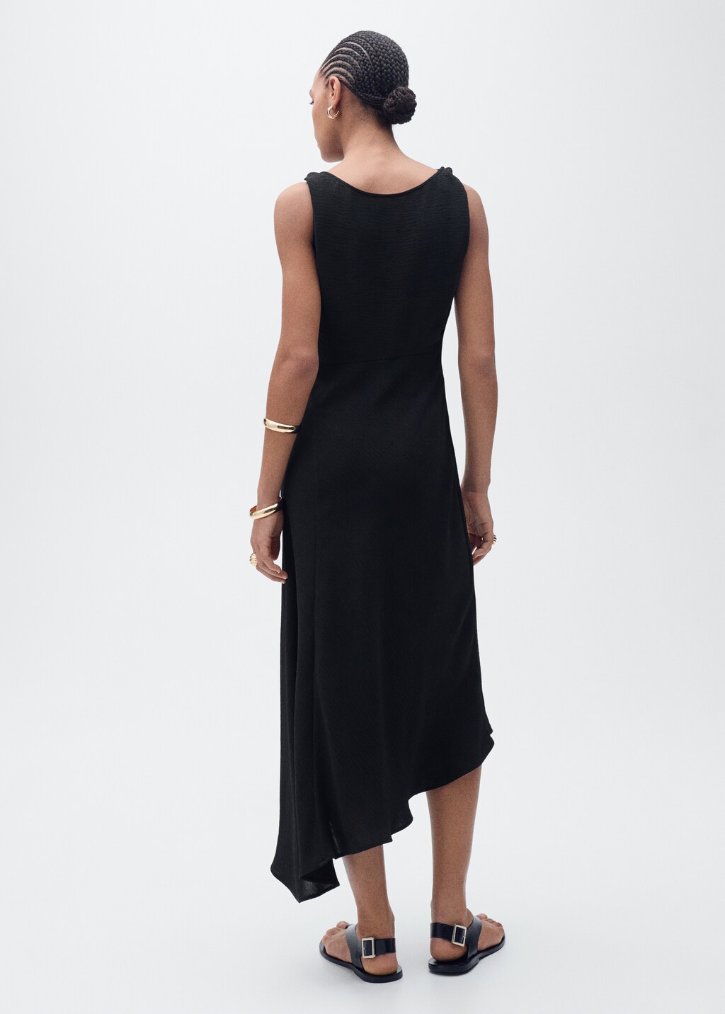 Long asymmetric dress - Black
