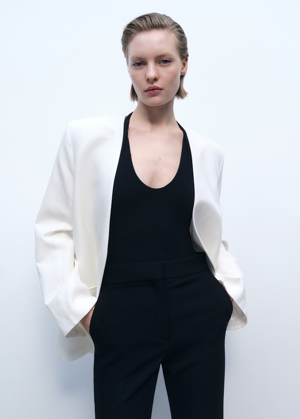 Maxi wideleg suit trousers - Black