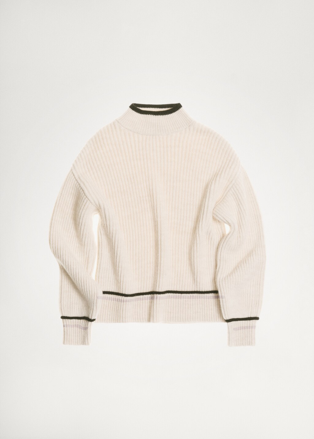 Perkins-neck sweater with contrasting details - Beige
