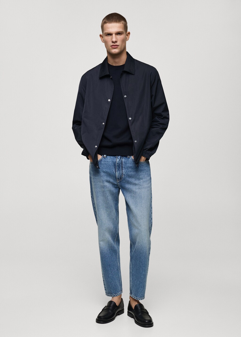 Regular-fit technical fabric jacket - Dark Navy