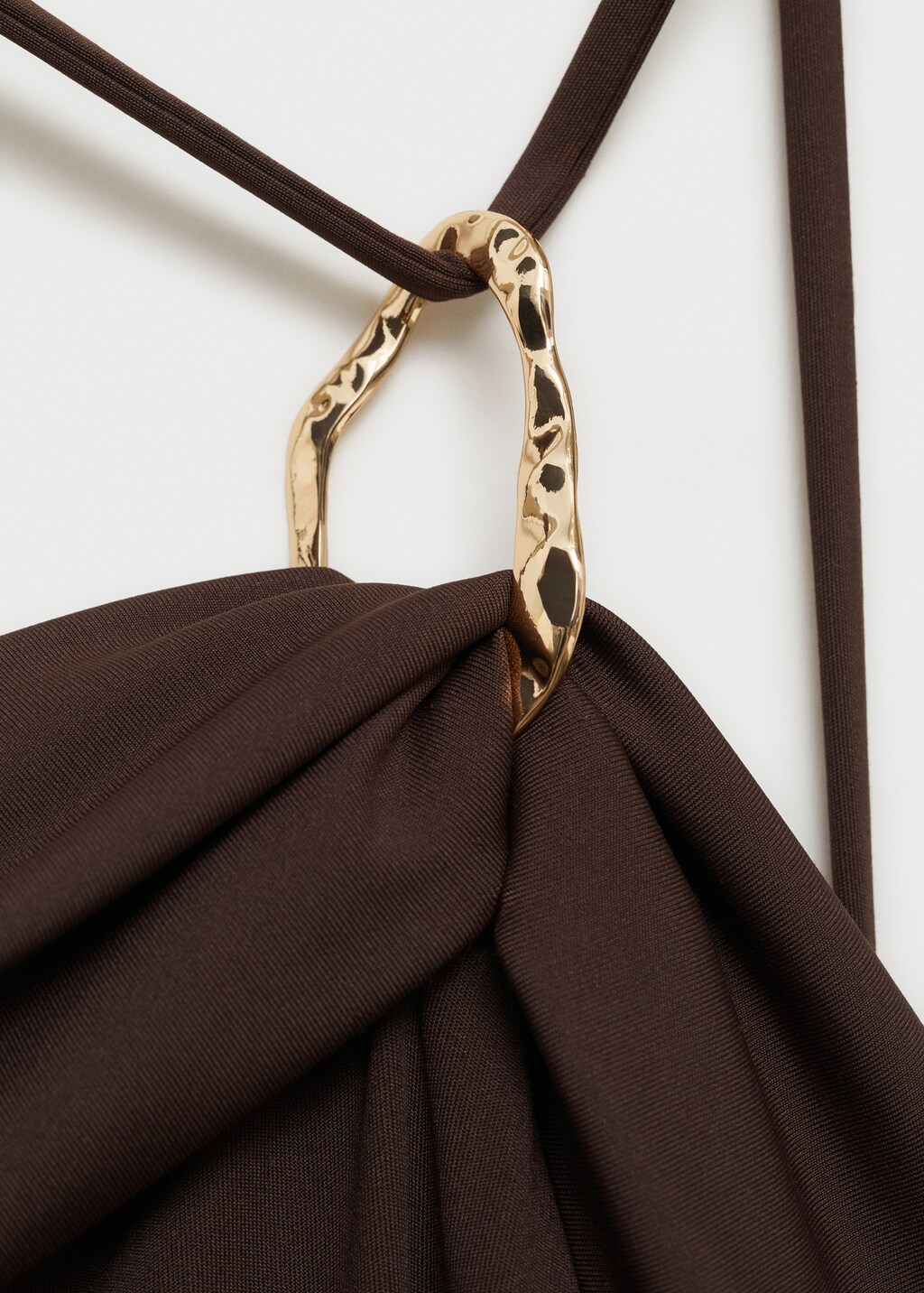 Asymmetrical swimsuit with hoop - Chocolate