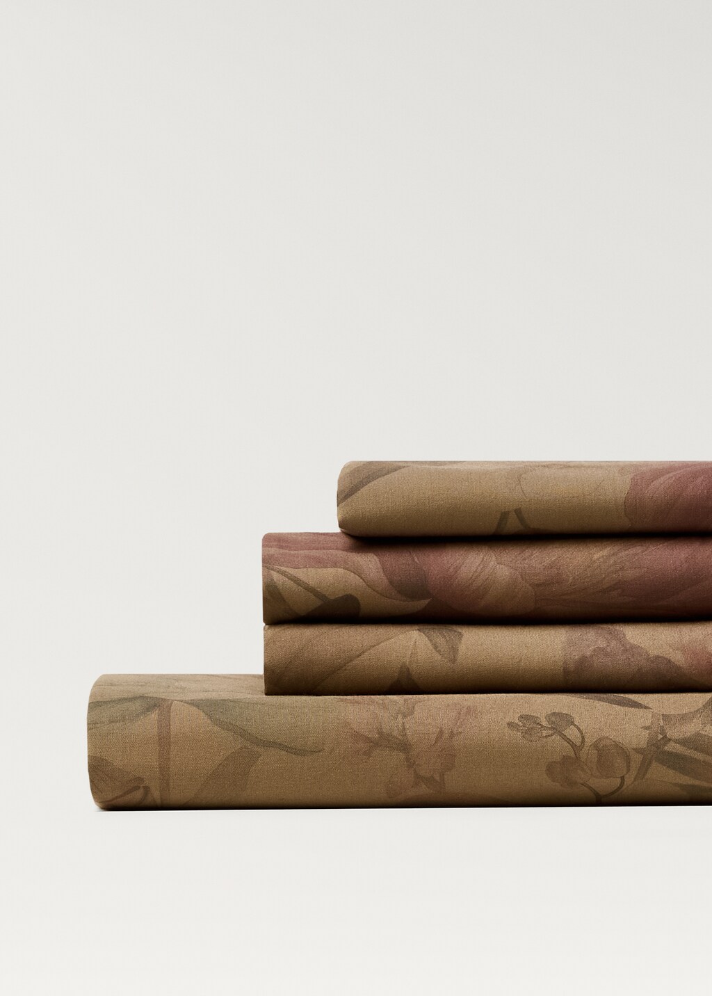 Cotton percale multi-coloured floral-print top sheet for 150/160cm bed - Pink