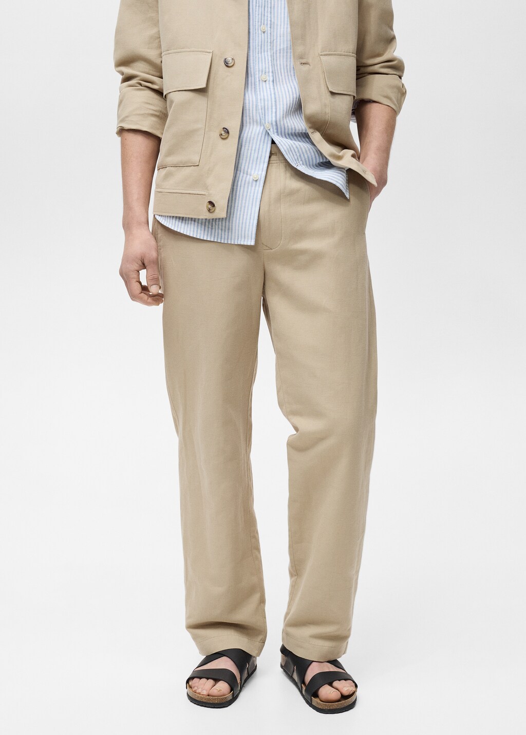 Regular-fit linen trousers - Beige