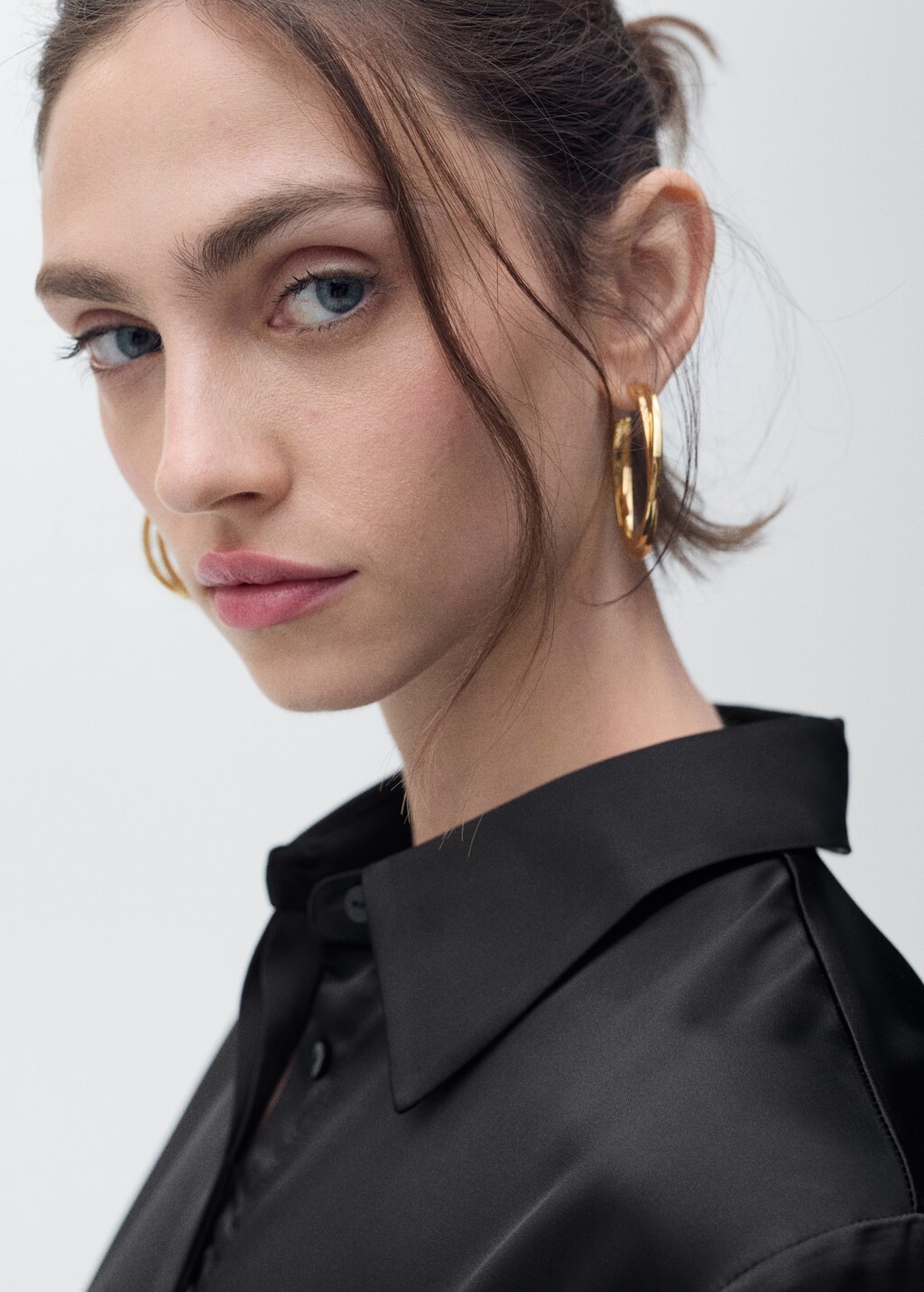 Regular-fit satin shirt - Ecru