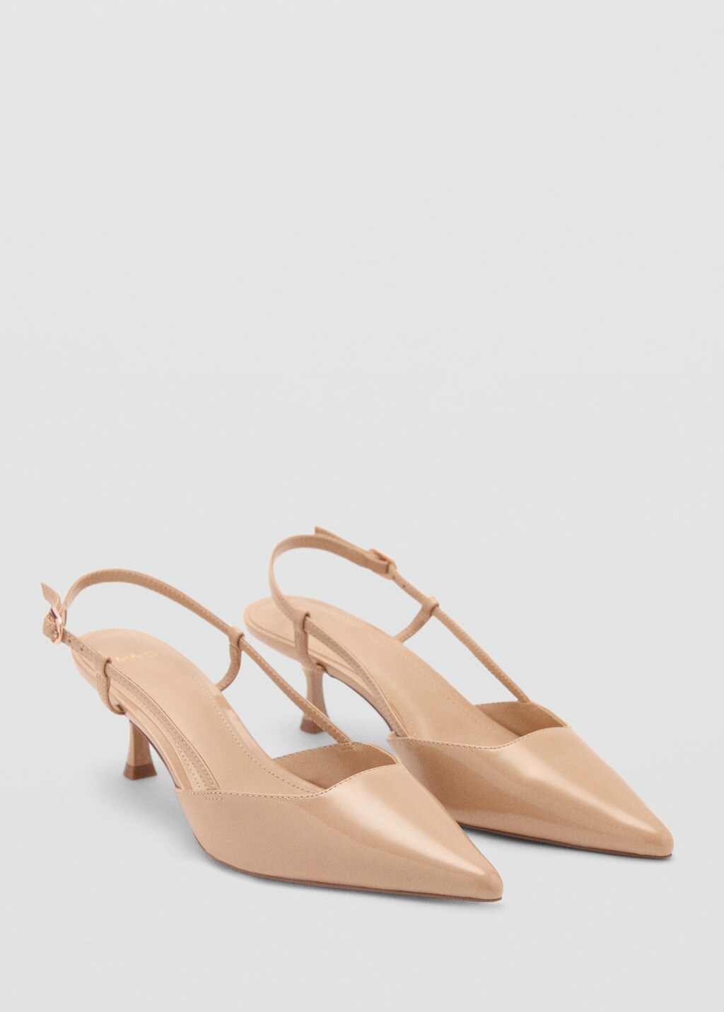 Patent leather-effect heeled shoes - Nude