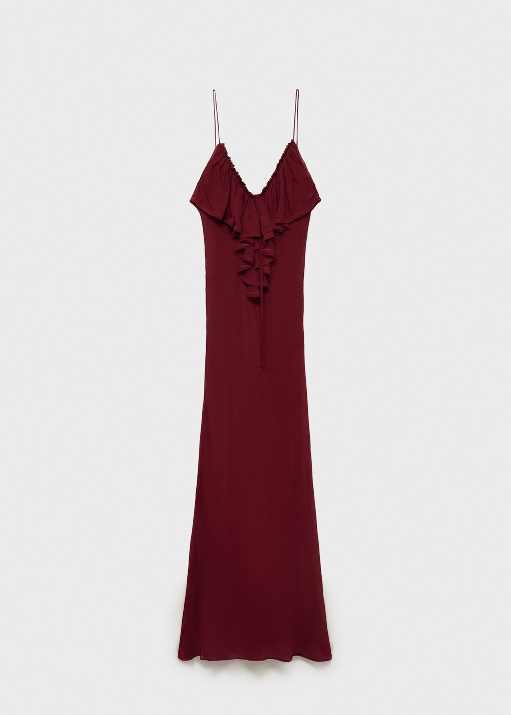 Chiffon dress with ruffle detail - Burgundy