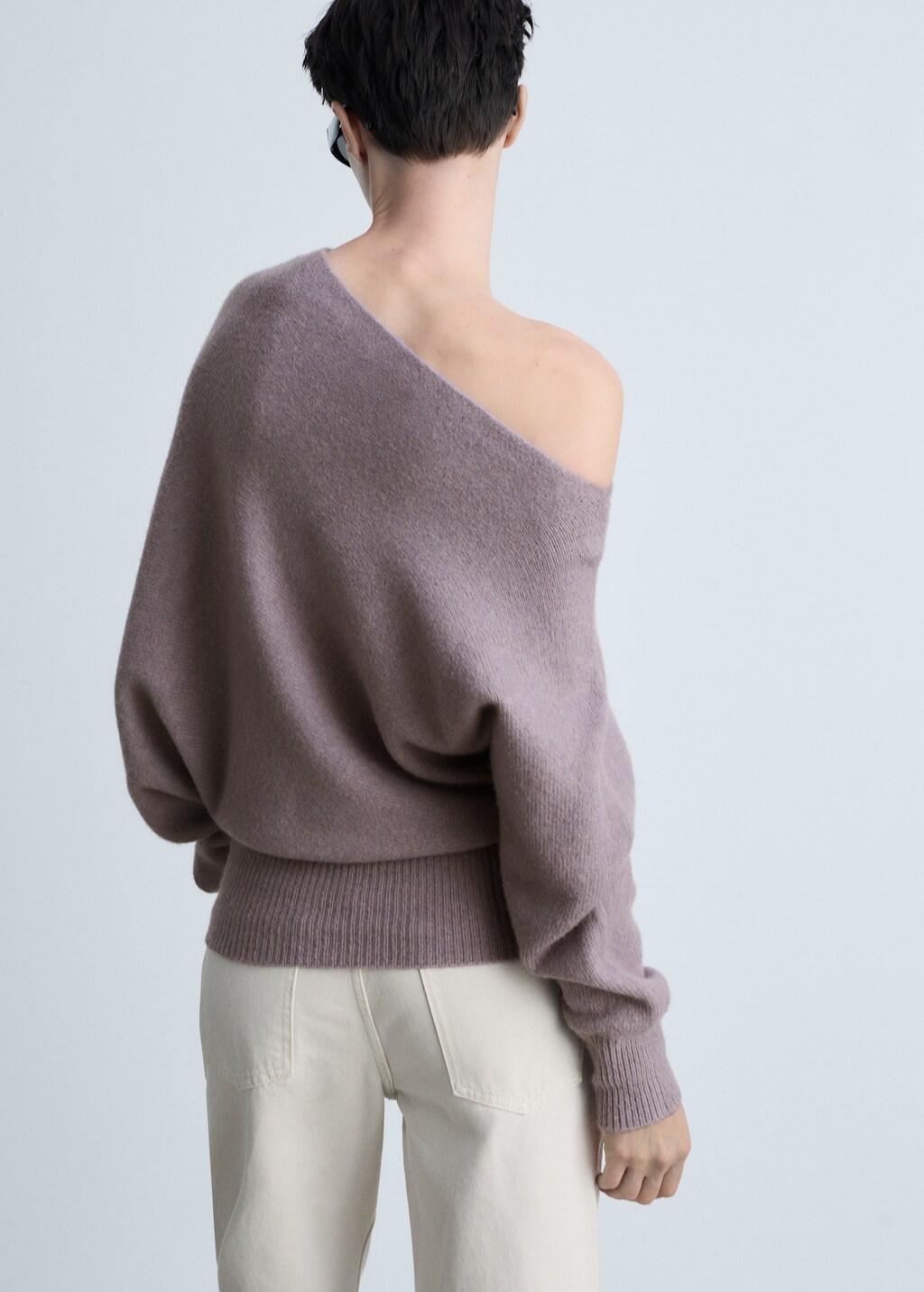 Asymmetrical wool-blend sweater - Light/Pastel Purple