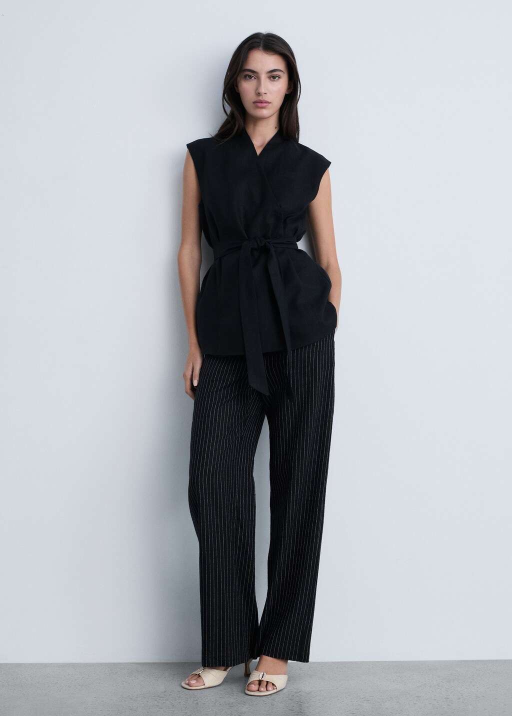 Straight striped trousers - Black