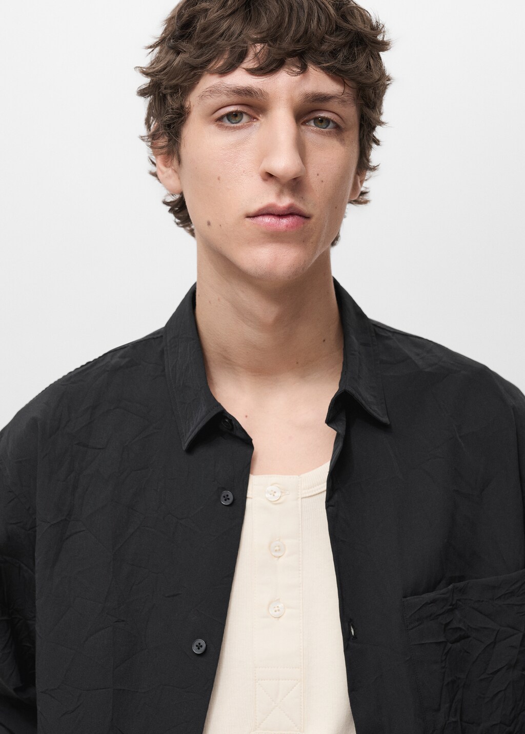 Creased-effect shirt - Black