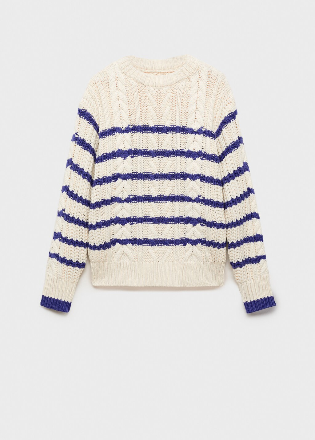 Striped braided sweater - Ecru