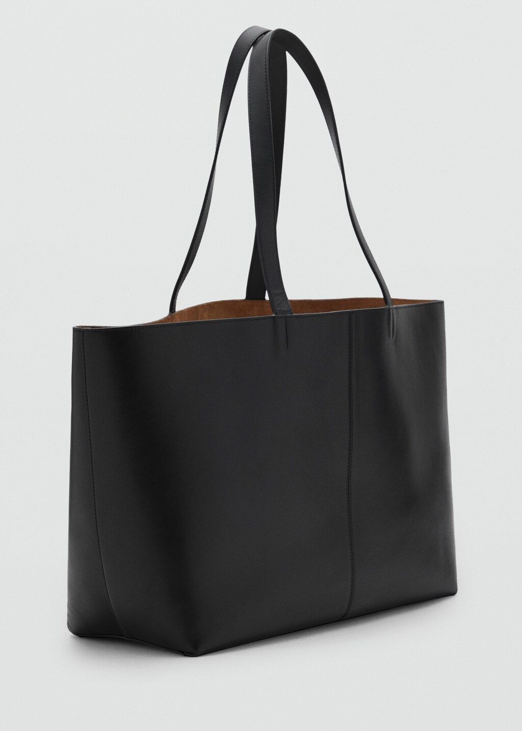 Large leather shopper bag - Black