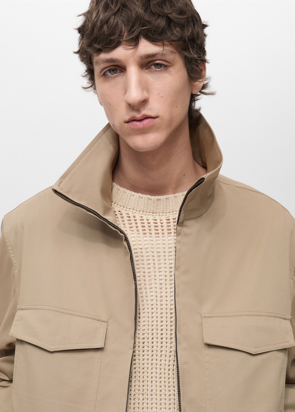 Relaxed-fit cotton jacket - Beige