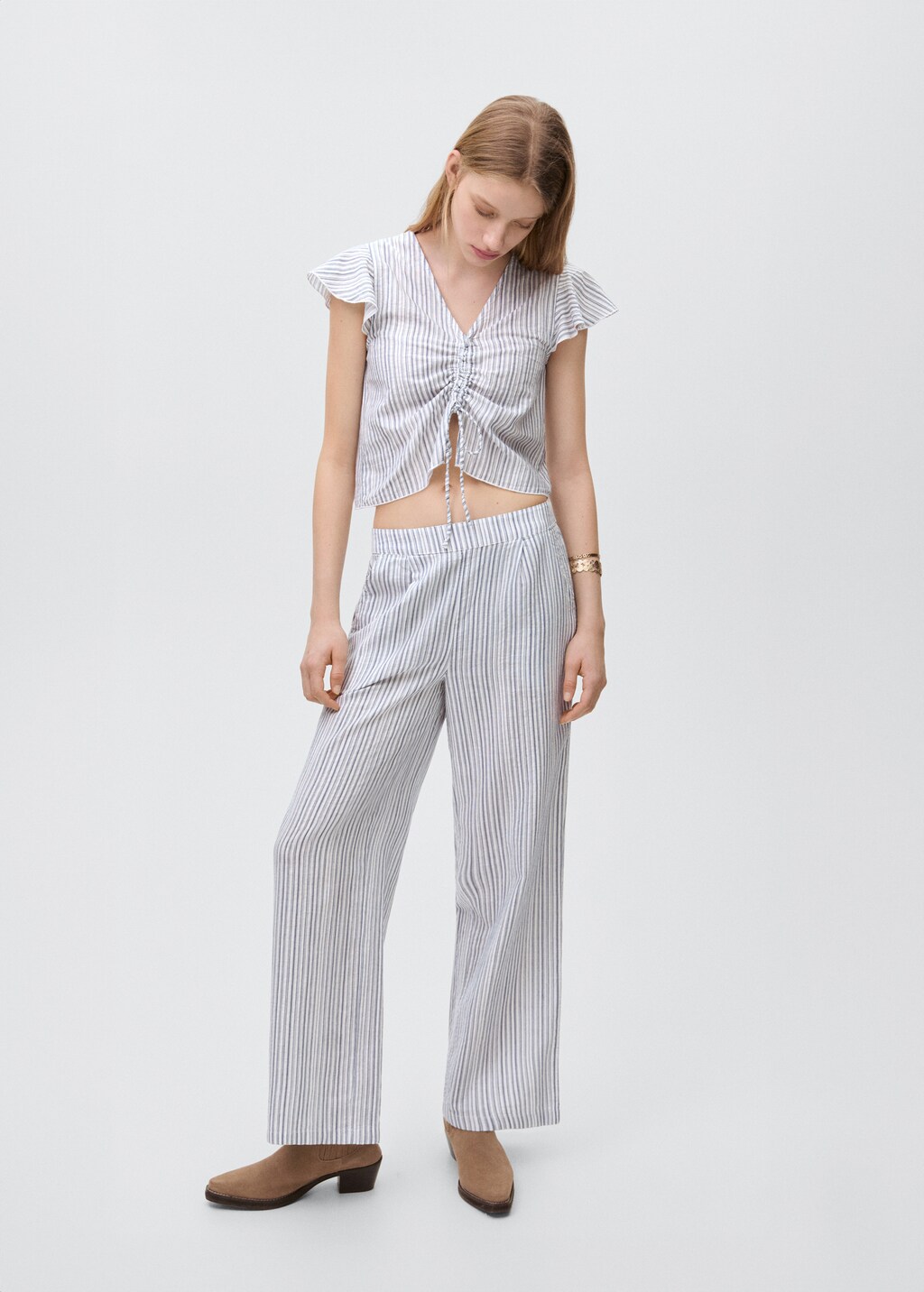 Ruched detail blouse - Sky Blue