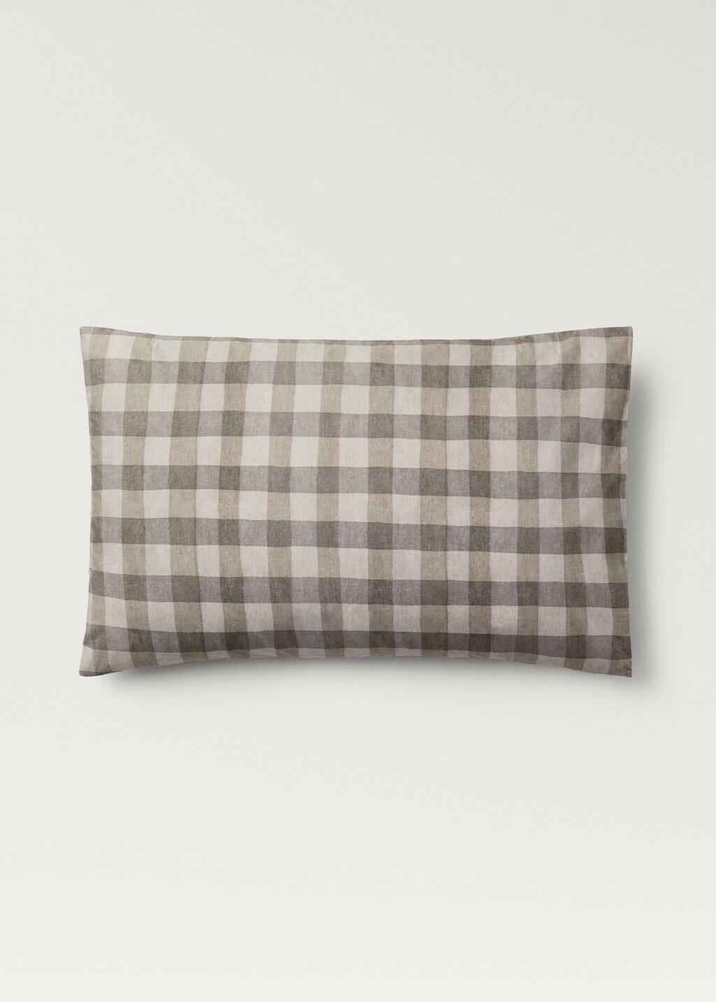 Cotton percale check pillowcase, 50x75 cm - Medium Brown