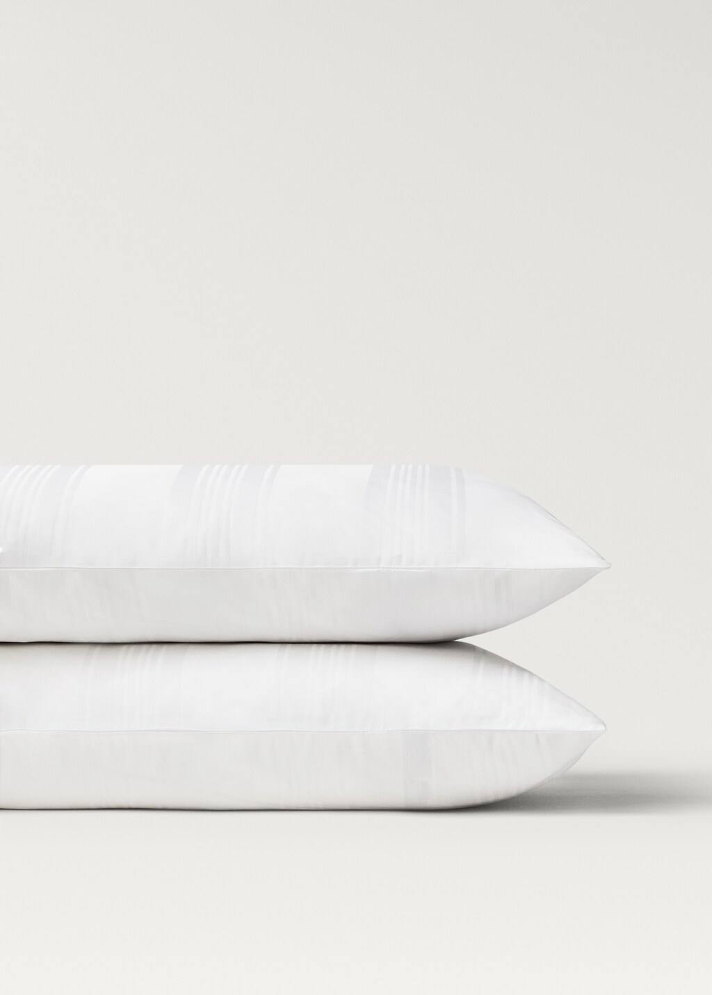 Cotton sateen 300 thread count striped pillowcase 50x75 cm - White
